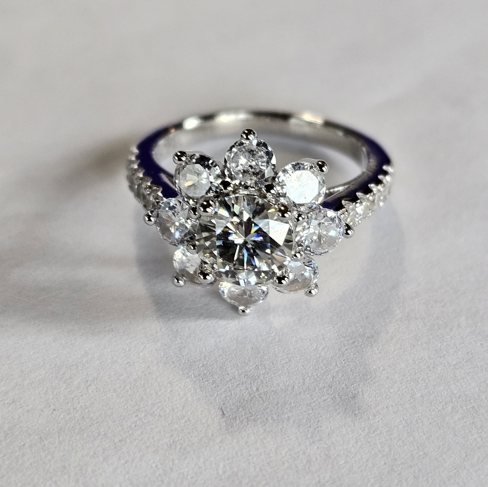 Certified GRA Moissanite Sterling Silver Ring Size 8! NEW - Picture 3 of 13